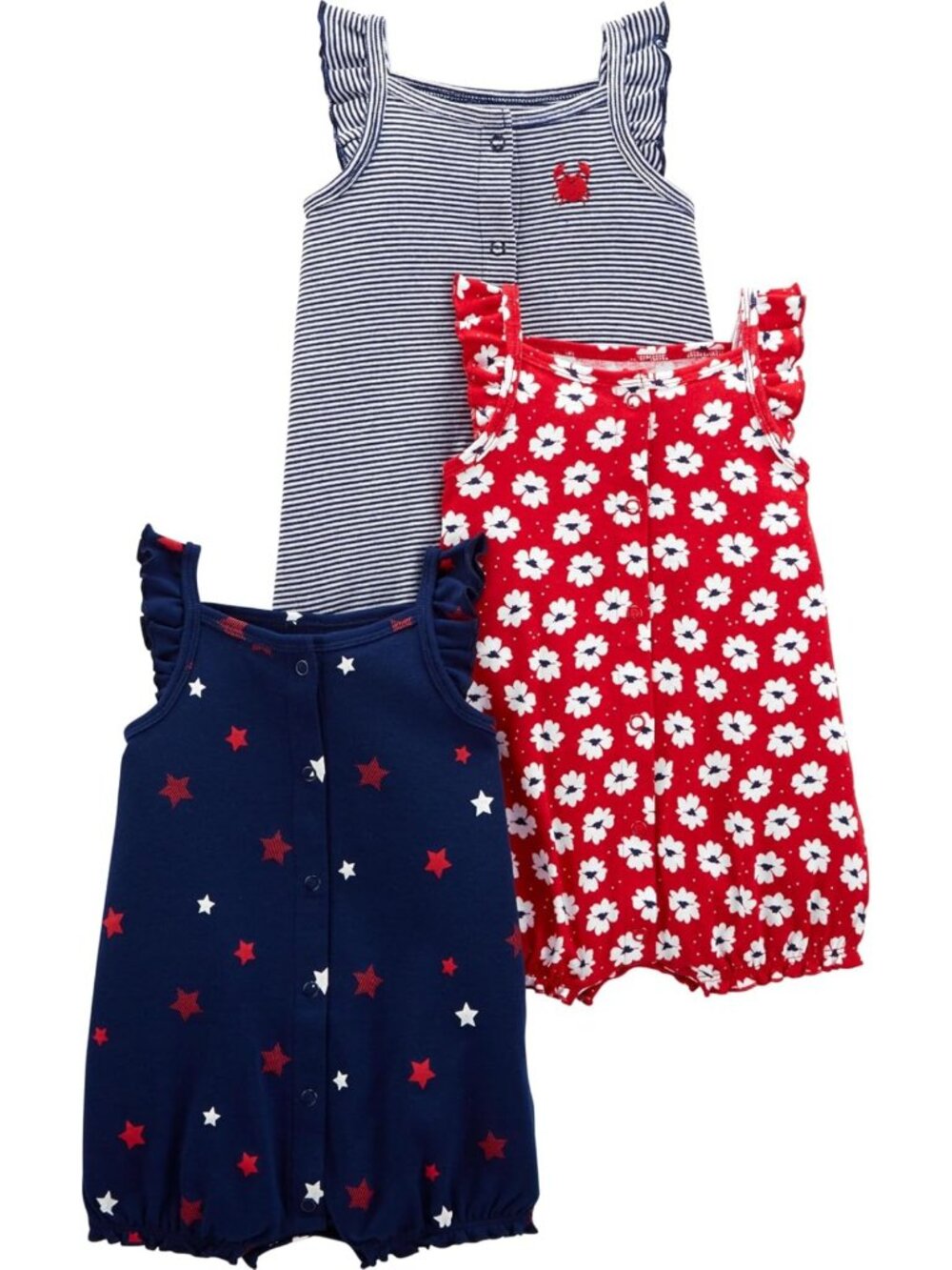 Adorable Baby Boys' 3-Pack Snap-Up Rompers | Soft Cotton, Easy Dressing, Cute
